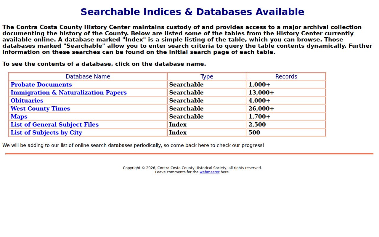 Hercules city directory Contra Costa history databases