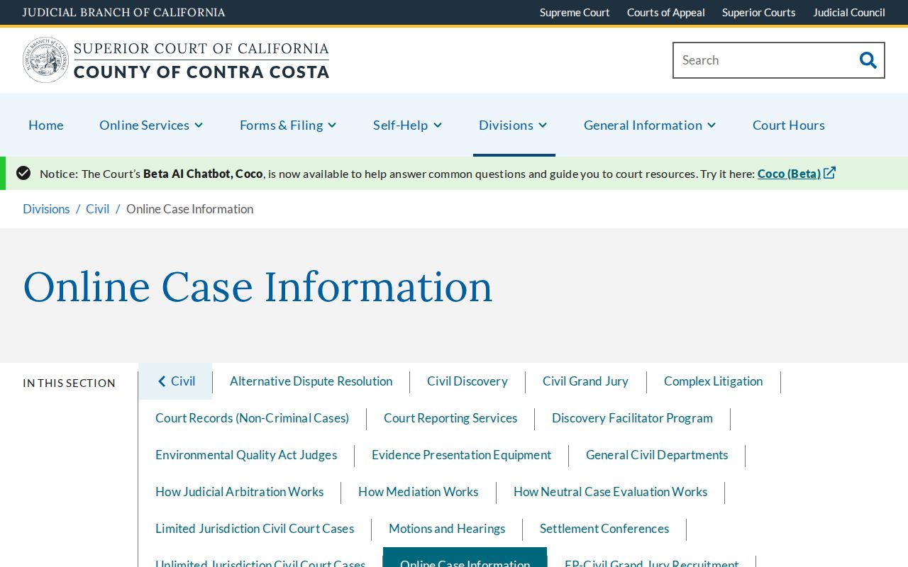 Hercules previous residents Contra Costa civil and probate records
