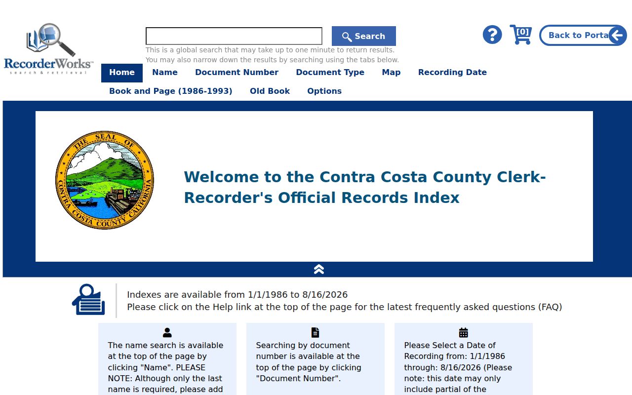 Hercules street directory Contra Costa RecorderWorks deed index